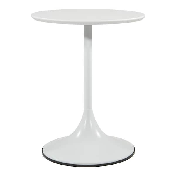 OSP Home Furnishings Flower Side Table with White Top and White Base