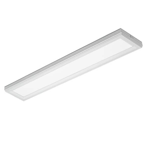48 in. x 10 in. Slim White LED Flush Mount with Night Light 3000K 4000K 5000K 50W 120V Dimmable Kitchen Lighting