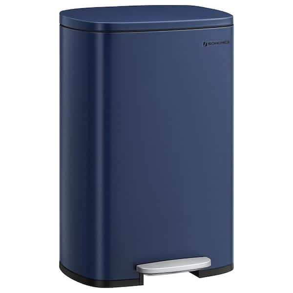 Kitchen 13.2 Gal. Blue Metal Household Trash Can Step Lid