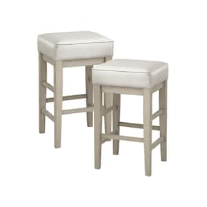 Kinsale 26 in. White Finish Wood Counter Height Stool with White Faux Leather Seat (Set of 2)