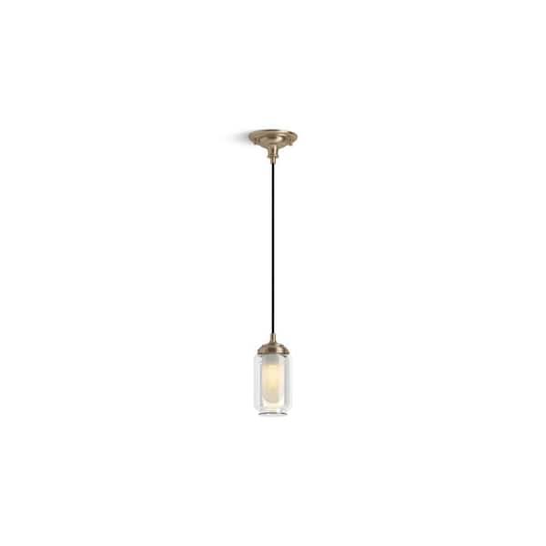 Artifacts 1-Light Vibrant Brushed Bronze Shaded Pendant Light with Glass Shade