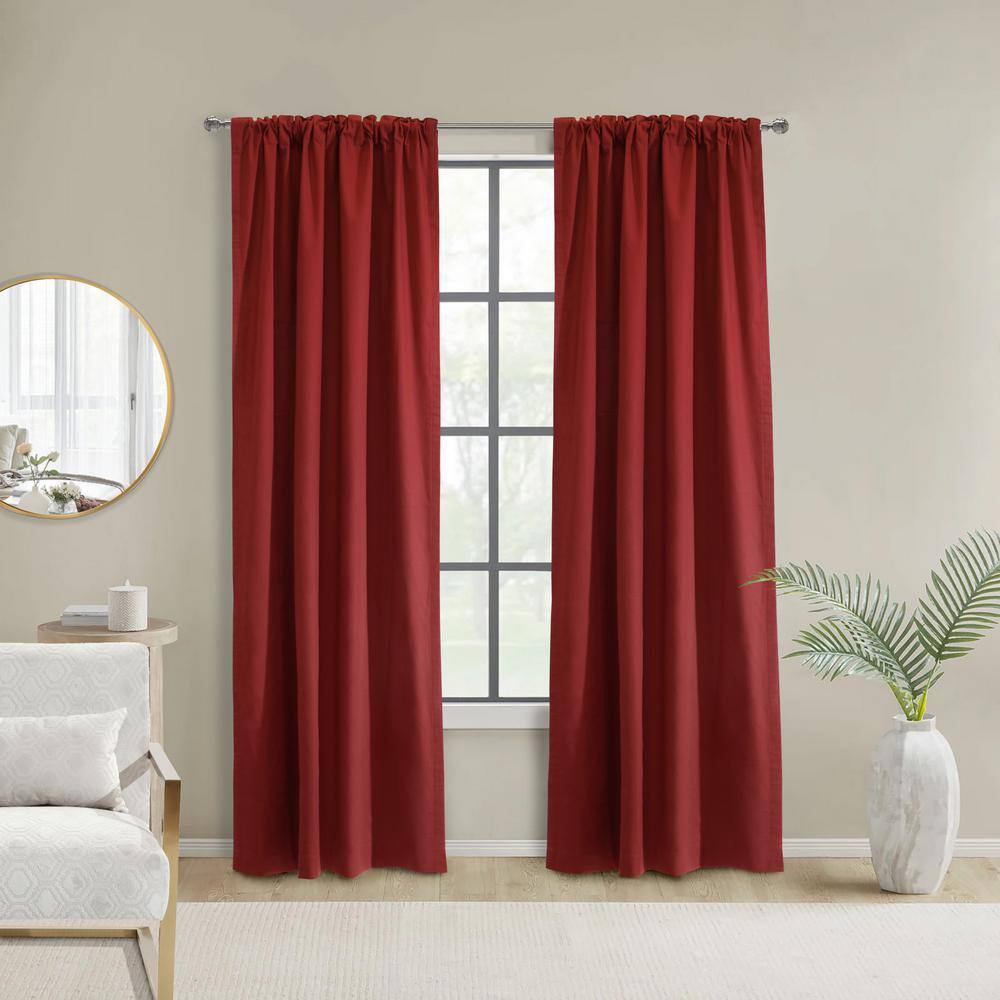 Burgundy Cotton Room-Darkening Curtain Panels, 80" x 63"