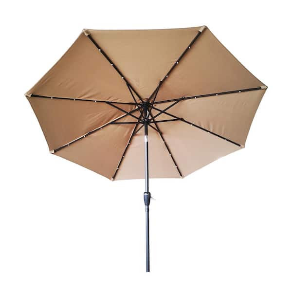 Siavonce 9 ft. Patio Umbrella with LED Lights for Garden Deck Swimming Pool Without Base (Taupe)