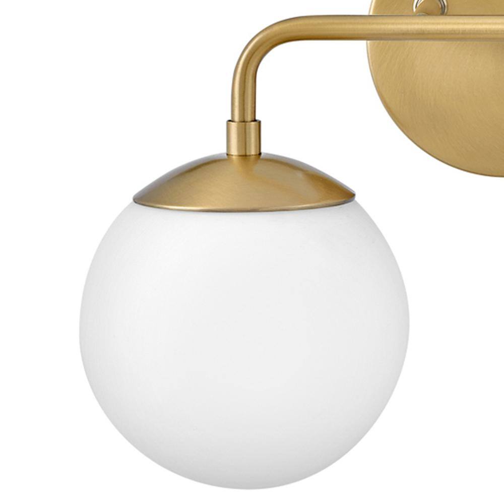 Lacquered Brass 2-Light Vanity with Etched Opal Glass Shades