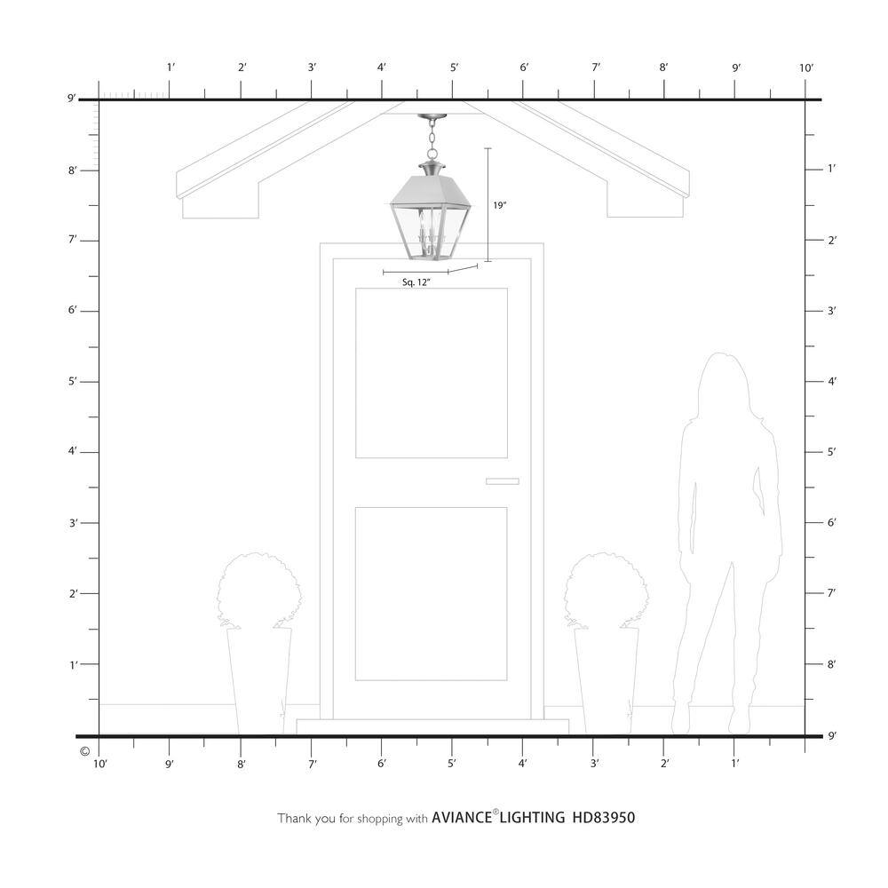 Elegant Brushed Nickel 3-Light Outdoor Pendant with Clear Glass