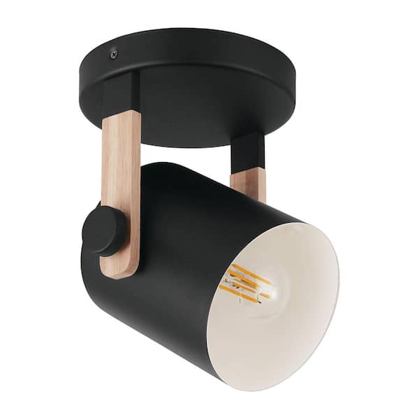 with 43046A The Wood 10.16 Black Eglo W Shade H Matte Semi-Flush and Metal Black/Cream in. Hornwood Cylindrical 1-Light Mount in. Depot 8 - x Home