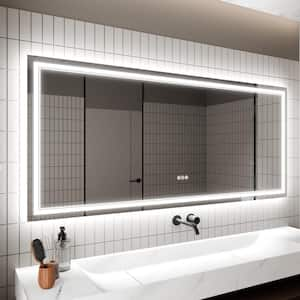 72 in. W x 32 in. H Rectangular Frameless Anti-Fog Front, Back LED Color-Adjustment Wall Bathroom Vanity Mirror in White