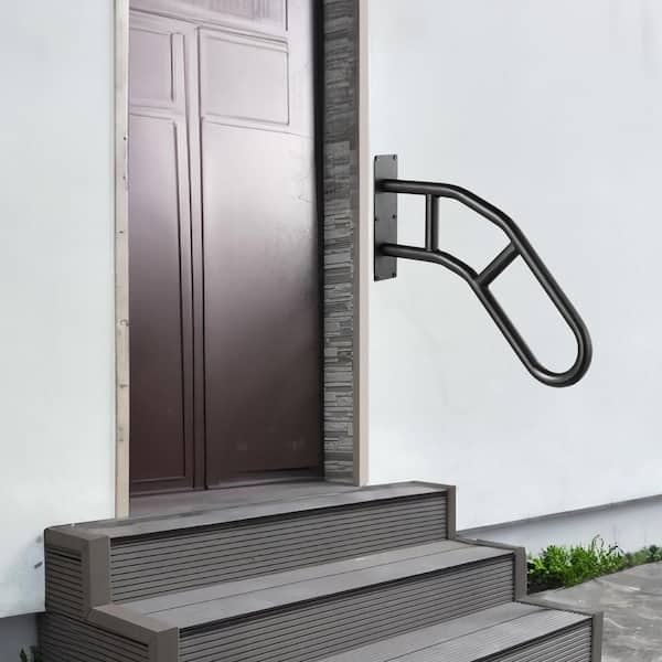 18.9 in. x 3.15 in. Wall Mount Handrails, U-Shaped Safety Railings, Matte Black Finish, Steel Stair Railing 2025 Update