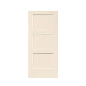 30 in. x 80 in. 3-Panel Beige Stained Composite MDF Equal Style Interior Barn Door Slab