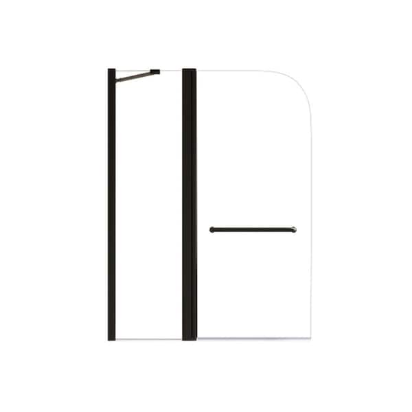43 in. W x 58 in. H Pivot Tub Door in Matte Black with Clear Glass