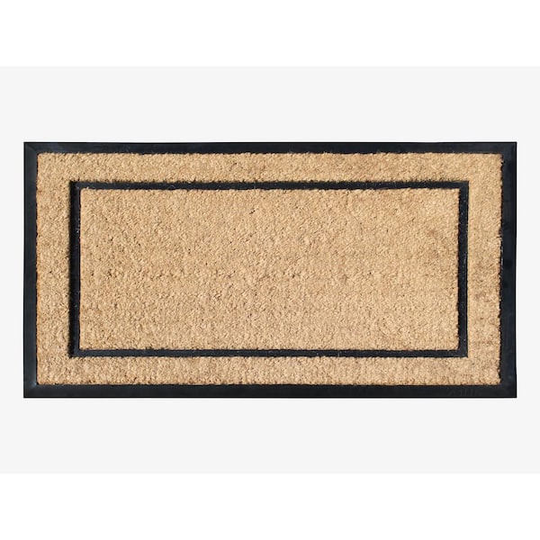 A1 Home Collections A1HC Border Beige 24 in x 39 in Rubber and Coir Heavy-Duty Outdoor Entrance Durable Doormat