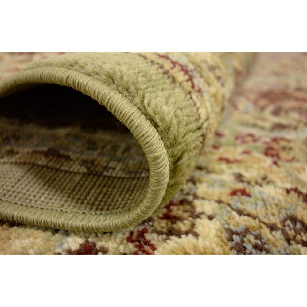 Light Green Synthetic Floral Motif Area Rug, 5' x 8'