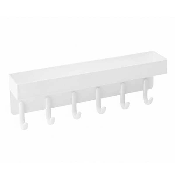 9.64 in. W x 1.77 in. D White Metal Decorative Wall Shelf Key Rack