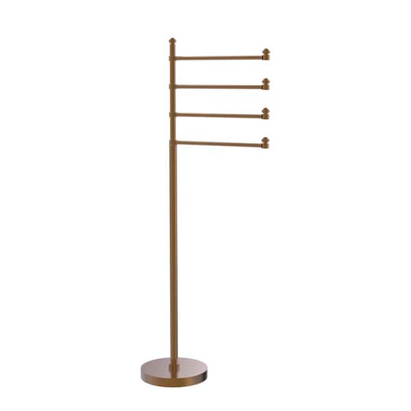 Southbeach Collection 12 in. Freestanding Towel Bar in Brushed Bronze with 4-Pivoting Swing Arm Towel Stand