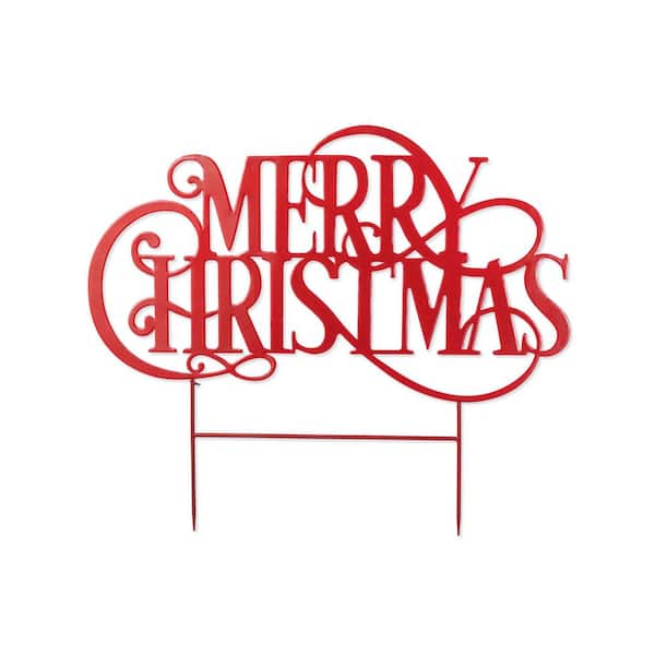 30.25 in. H Oversized Metal Christmas Merry Christmas Yard Stake