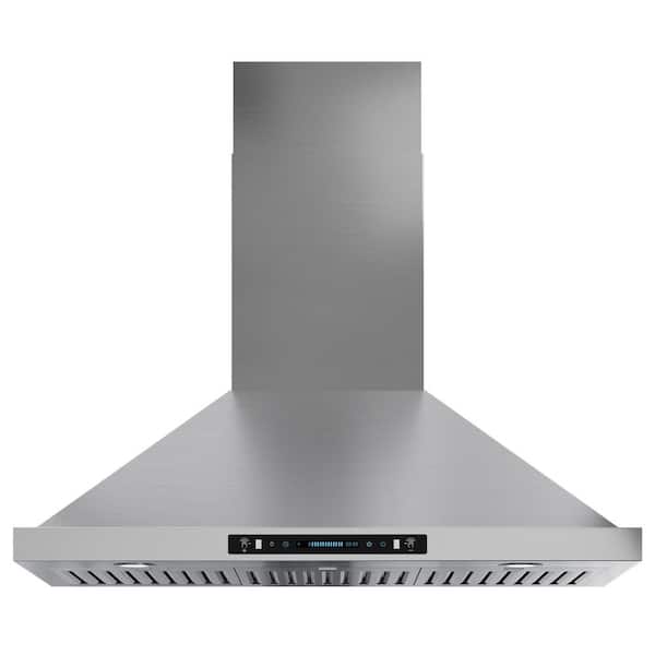 36 in. 600 CFM Convertible Ductless to Ducted Wall Mounted Range Hood in Stainless Steel with Carbon Filter and Gesture