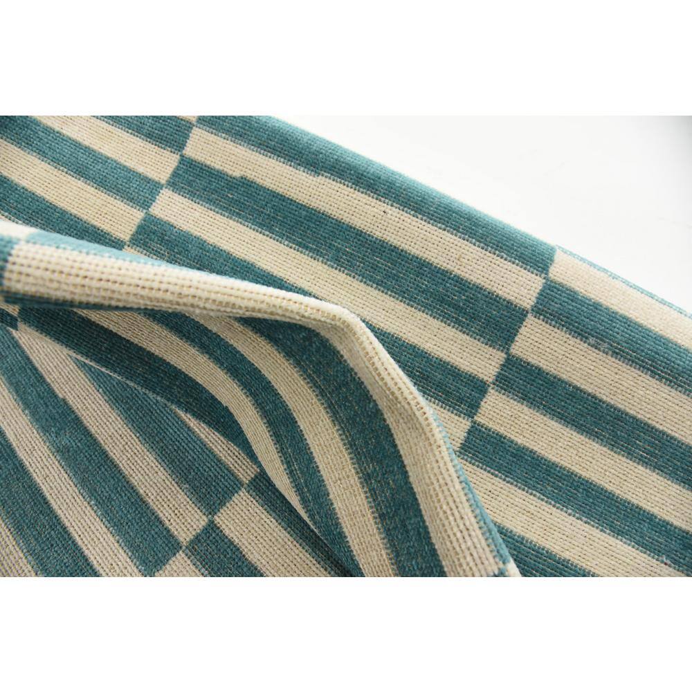 Teal Stripe Easy-Care Synthetic 4' x 6' Rectangular Rug