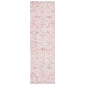 Metro Dark Pink/Ivory 2 ft. x 8 ft. Floral Abstract Runner Rug