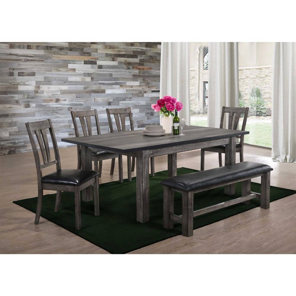 Picket House Furnishings Grayson 6-Piece Dining Set with Padded Seats, Grey Oak -  DNH100CP6PC