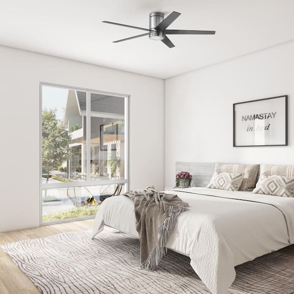Graceshire 52 in. Color Changing LED Indoor Flush Mount Brushed Nickel Ceiling Fan with Remote Control