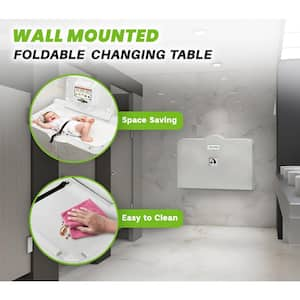 32 in. W x 18 in. H Grey Horizontal Wall Mounted Foldable Baby Changing Station Table