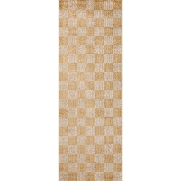 Chris Love Julia Calvin Apricot/Ivory 2 ft. 7 in. x 10 ft. Contemporary Runner Rug
