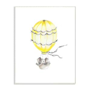 12 in. x 18 in. "Cute Cartoon Elephant In Hot Air Balloon Zoo Painting" by Studio Q Wood Wall Art