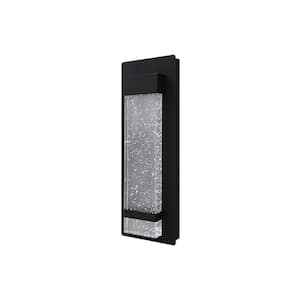 Black 1-Light Outdoor LED Wall Lamp with Crystal Bubble Glass
