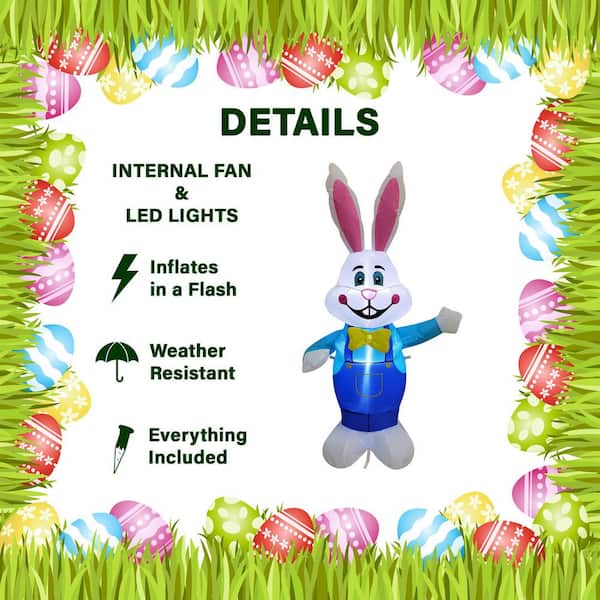 3.5 ft. Smiling Easter Bunny Blow Up with Lights