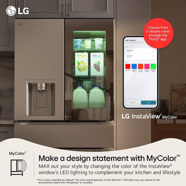 LG 29 cu. ft. Standard Depth MyColor Mirrored InstaView 4-Door