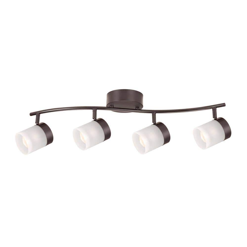 Hampton Bay 4-Light Bronze Halogen Fixed Track Lighting Kit with Wave Bar  Frosted Glass 17205S4-BZ The Home Depot