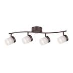 4-Light Bronze Halogen Fixed Track Lighting Kit with Wave Bar Frosted Glass