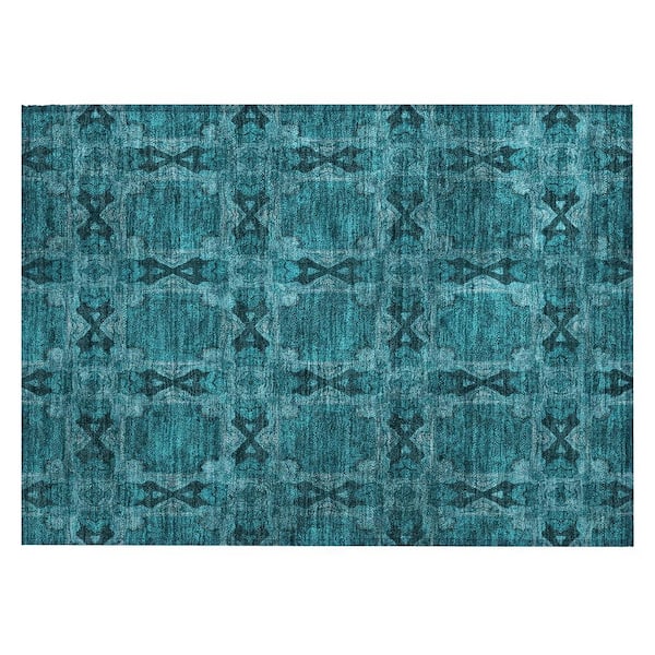 Chantille ACN564 Teal 1 ft. 8 in. x 2 ft. 6 in. Machine Washable Indoor/Outdoor Geometric Area Rug