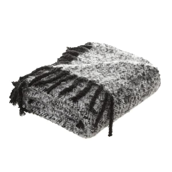 HomeRoots Charlie Black Geometric Acrylic Throw Blanket