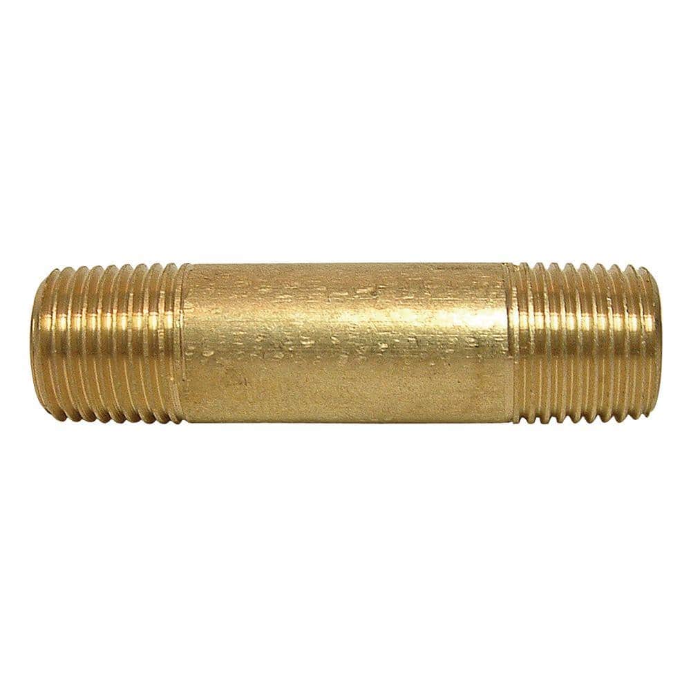 Everflow Supplies 6 Inch Brass Nipple Pipe Fitting - 3/8 NPT Threads Both Ends