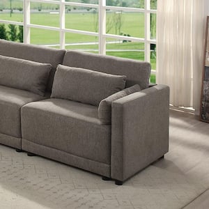 Rylie 39 in. Armless Linen Modular Sofa in Gray Linen