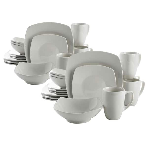 Gibson 102539.16RM Porcelain Zen Buffet 16-Piece Dinnerware Set, White (2-Pack)