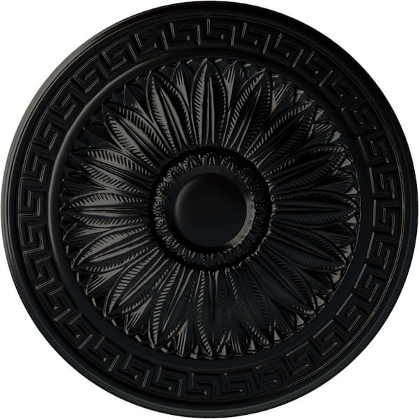 Ekena Millwork 20" x 1-3/8" Randee Urethane Ceiling Medallion (Fits Canopies upto 3-7/8") Hand-Painted Jet Black