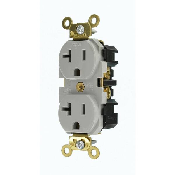 Leviton 20 Amp Industrial Grade Heavy Duty Self Grounding Duplex Outlet,  White R72-05352-0WS - The Home Depot