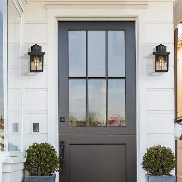 Mill Modern Outdoor Wall Light with Motion Sensor, 1-Light Black Exterior Sconce for Porch Garage Pergola Gazebo Garden