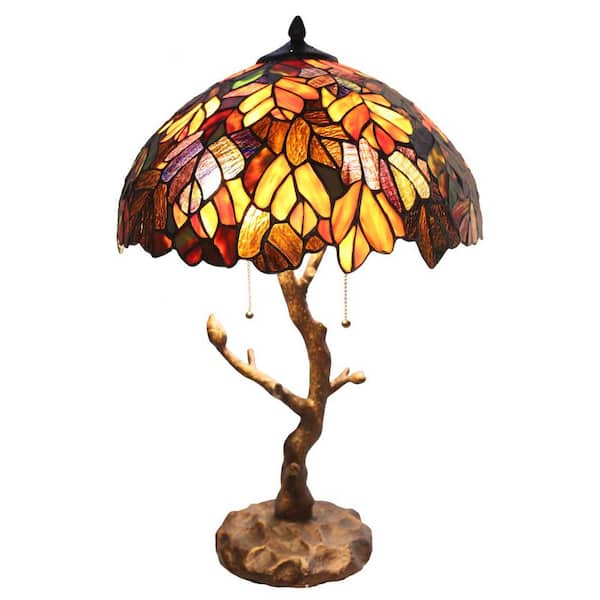 River of Goods 24.5 in. Multi-Colored Indoor Table Lamp with Stained Glass Tree Trunk Base