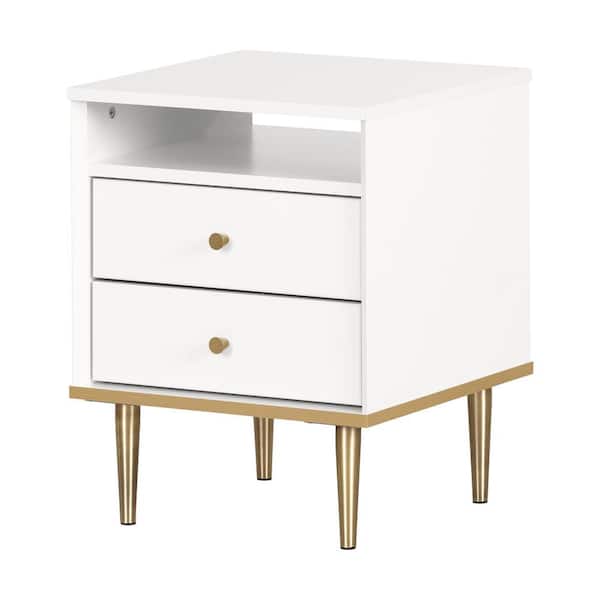 South Shore Dylane 2-Drawer Nightstand, Pure White