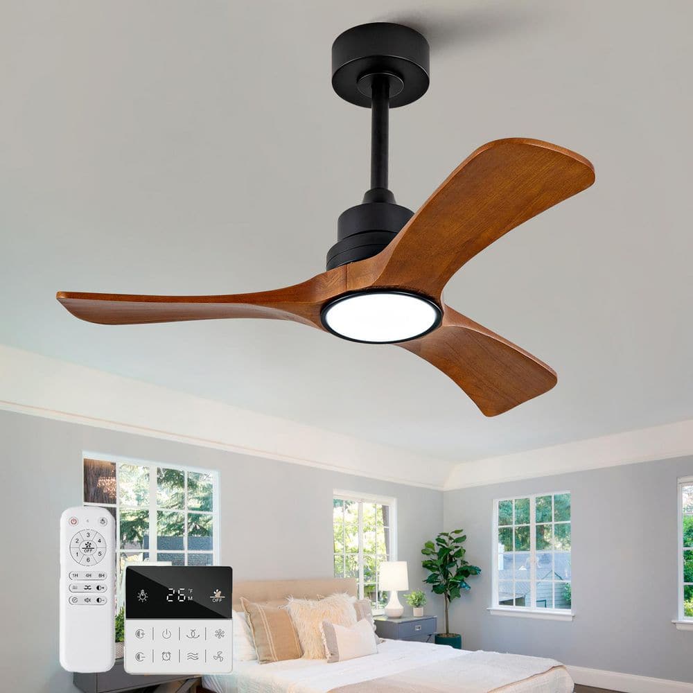 36 in. Black Indoor/Outdoor Ceiling Fan with Lights and Remote, 3-Wood Blade Downroad Mount Ceiling Fans for Bedroom price history on PriceWatchPro