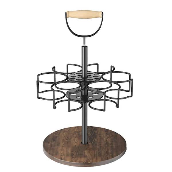 Numhew 40 oz. Cup Organizer with Handle, Black Rotating Mug Tree, Water Bottle Storage Rack with Non-Slip Pad