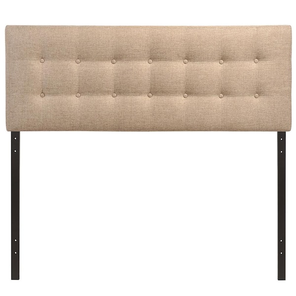 MODWAY Emily Beige Full Upholstered Fabric Headboard
