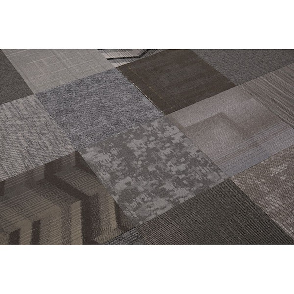 Versatile-Multi-Colored-Grey Commercial/Residential 24 in. x 24 in. Peel and Stick Carpet Tile Square (40 sq. ft. )