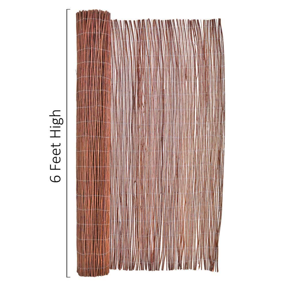 Natural Brown Willow Wood Rolled Garden Fence 6ft x 16ft