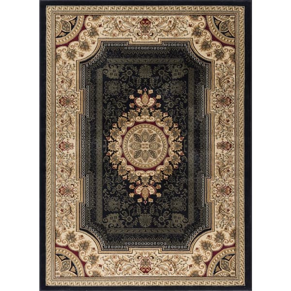 Tayse Rugs Sensation Oriental Black 5 ft. x 8 ft. Indoor Area Rug