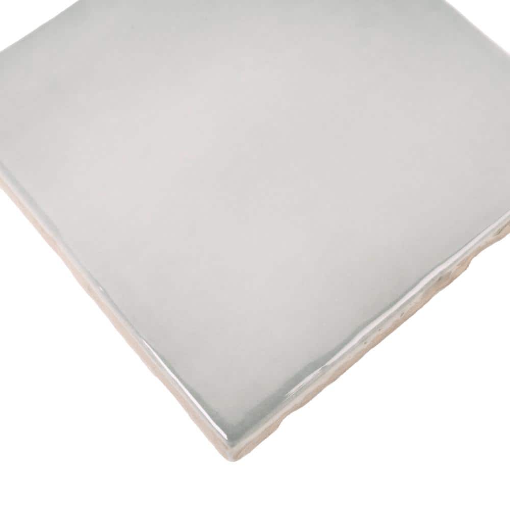Silken 3.94" Gray Glossy Ceramic Square Wall and Floor Tile