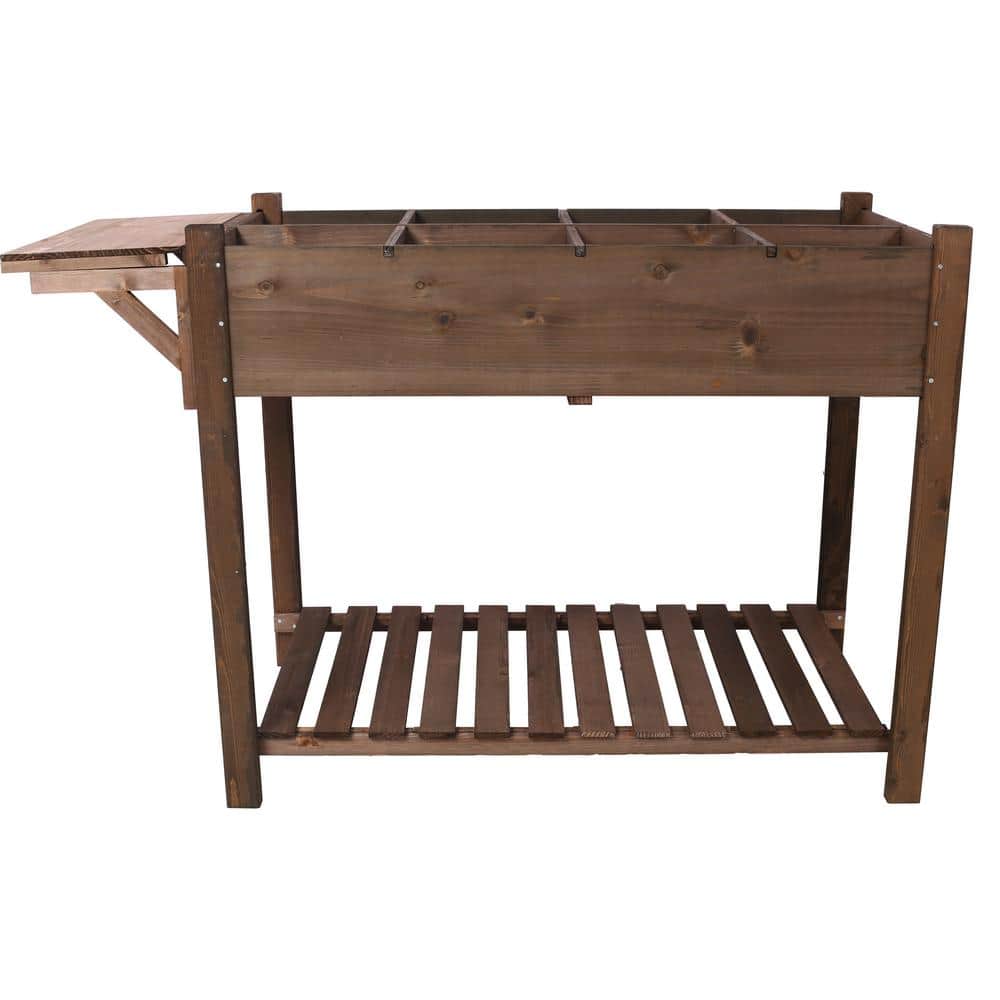 8 Pockets Horticulture Raised Garden Bed Elevated Wood Planter Box Stand with Foldable Side Table and Storage Shelf price history on PriceWatchPro
